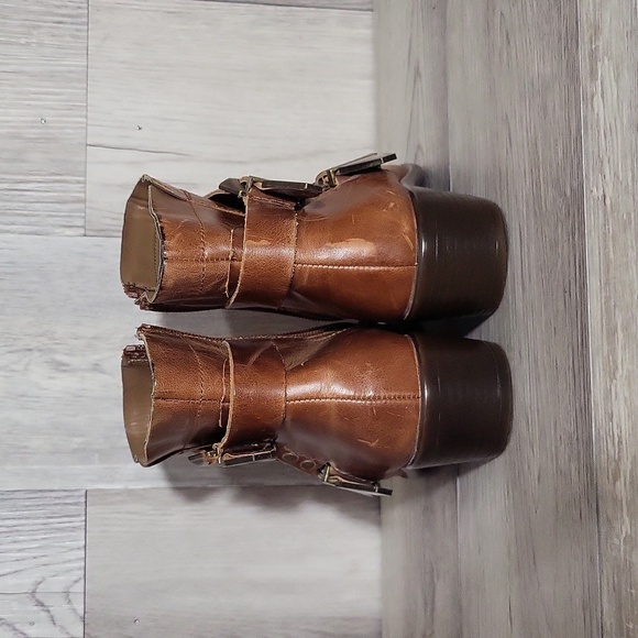 🛍Aerosoles Womens‎ 5 Leather Ankle Boots Heeled Buckle Biker Moto Casual - Picture 8 of 11